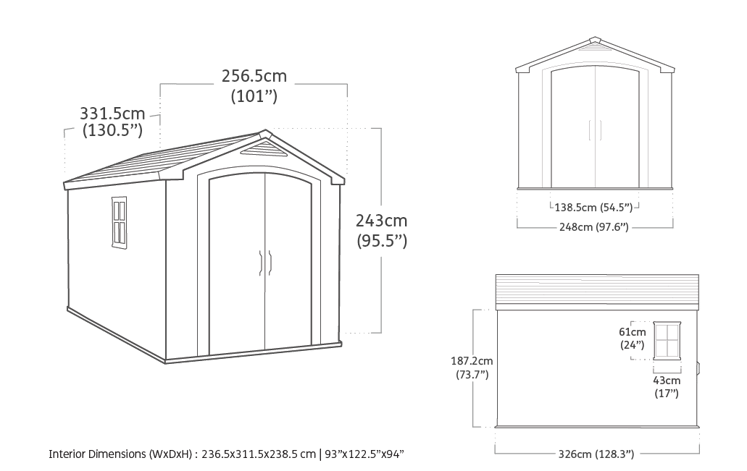 Caseta de exterior Factor 8x11 -256,5x331,5x243 cm y 8,1m2 - Marrón madera